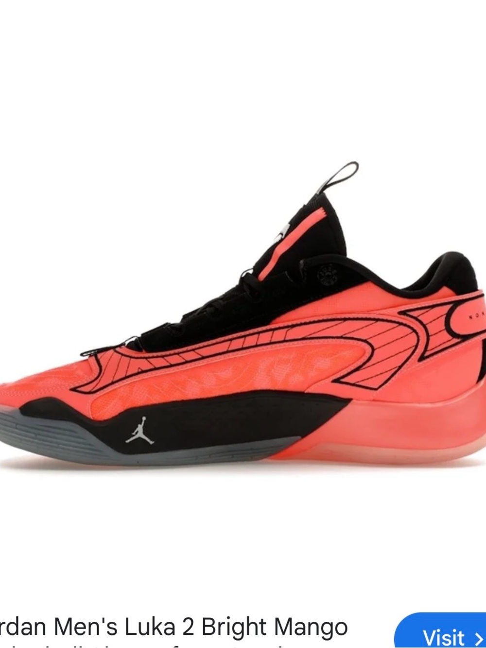 Jordan Boys Luka 2 Sneaker in Bright Mango and Black